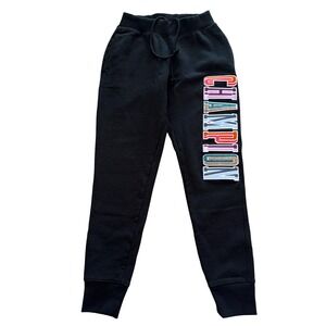 Champion Reverse Weave Black Joggers Multi Color Logo Sweatpants Size Small
